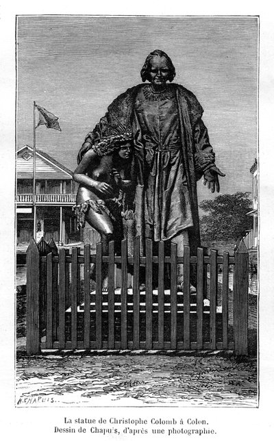 Estátua de Cristóvão Colombo, Colón, Panamá, século XIX de Chapuis