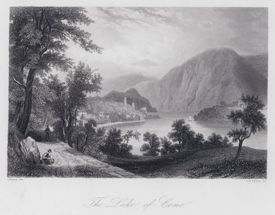 O Lago de Como (gravura) de Chapuy Chapuy