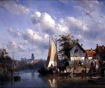Uma Cena de Verão (óleo sobre tela) de Charles Henri Joseph Leickert