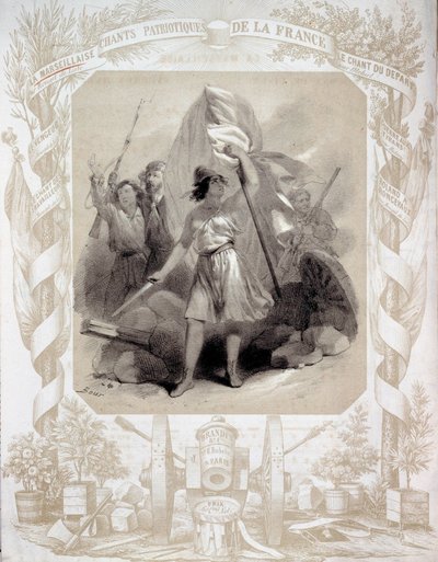 Alegoria às canções patrióticas da França. Desenho de Bour (século XIX). Paris, B.N. de Charles (after) Bour