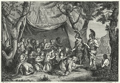 As Rainhas da Pérsia aos Pés de Alexandre (gravura) de Charles (after) Le Brun