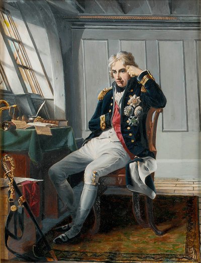 Visconde Horatio Nelson (1758-1805), antes da Batalha de Trafalgar, 21 de outubro de 1805, c.1854 (óleo sobre tela) de Charles (after) Lucy