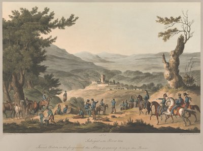 N.º 5. Sabugal sobre o rio Coa piquetes franceses em primeiro plano os Aliados preparam-se para atravessar o rio de Charles (after) Turner