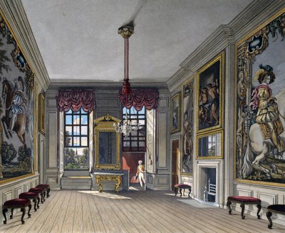Audience Hall of Queen, Engraving by William James Bennett (1787-1844), Based on design by Charles Wild (1781-1835), From The History of the Royal Residences de Charles (after) Wild