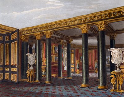 Vestíbulo inferior, Gravura de Richard Reeve (nascido em 1780), Baseado no desenho de Charles Wild (1781-1835), From The History of the Royal Residences de Charles (after) Wild