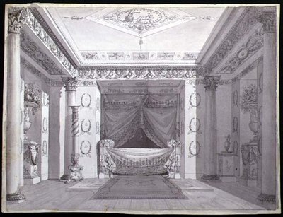 Design para um Quarto Empire, c.1810 (caneta e tinta e aguarela sobre papel) de Charles (attr. to) Percier