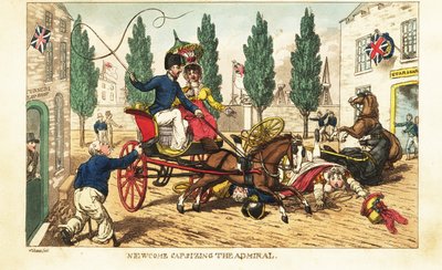 O Midshipman Newcome faz o seu trabalho na carruagem de dois cavalos do Almirante em Gosport. de Charles (c.1797 1850) (after) Williams
