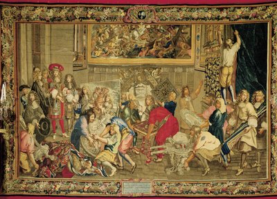Louis XIV visitando a Fábrica de Gobelins de Charles (studio of ) Le Brun