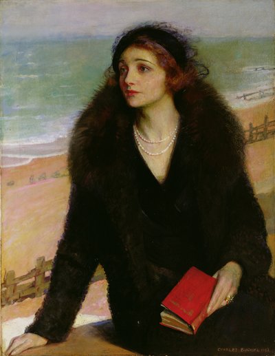 Retrato de Ursula Bloom (1892-1984) no Promenade em Walton-on-the-Naze de Charles A. Buchel