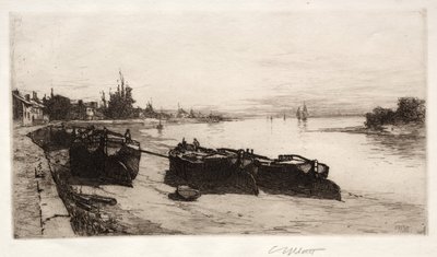 Barcos de barro na Tamisa, 1883. de Charles Adams Platt