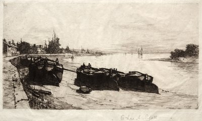 Barcos de barro na Tamisa, 1883. de Charles Adams Platt