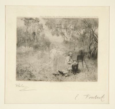 Pintura Corot: Depois de Foubert de Charles Albert Waltner