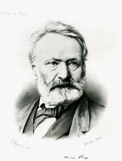 Retrato de Victor Hugo (1802-1885) de &39;Album du Rappel&39;, gravado a partir de uma fotografia de Edme Penauille (ca.1871) 1869 de Charles Albert d Arnoux Bertall