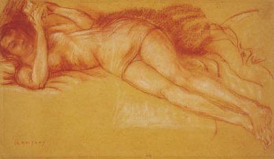 Mulher lendo em uma cama de Charles Alexandre Malfray