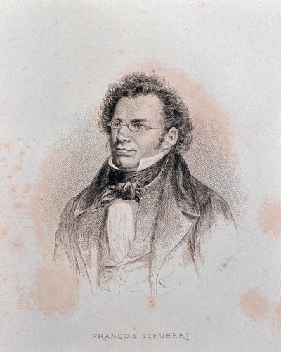 Retrato de Franz Schubert (gravura de Charles Alphonse Deblois