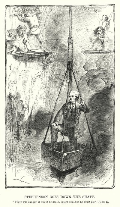 Stephenson desce o eixo (gravura) de Charles Altamont Doyle