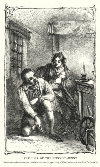 A ideia da spinning-jenny (gravura) de Charles Altamont Doyle