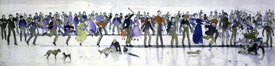 Jogos de Inverno (caneta e tinta, aguarela) de Charles Altamont Doyle