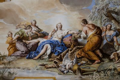 Resto de Diana entre Ninfas, de Charles-Andre van Loo (1705-1765), afresco de Charles-André van Loo