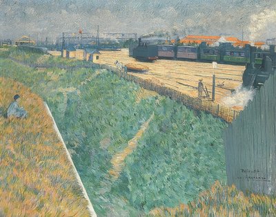 A Ferrovia Ocidental saindo de Paris. 1886 de Charles Angrand