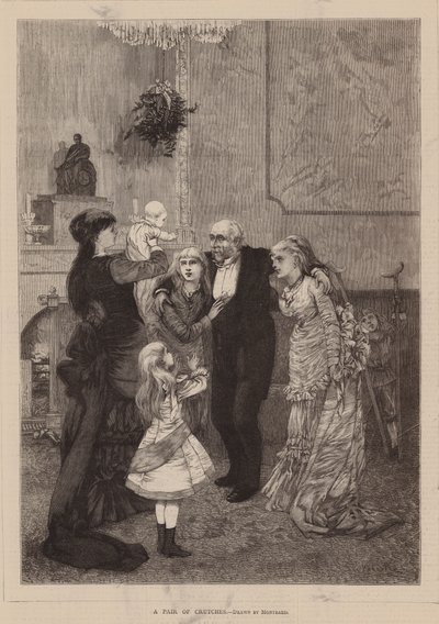 Um par de muletas (gravura) de Charles Auguste (1841-1905) (after) Loye