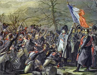 O regresso de Napoleão de Elba - gravura após Steuben - "O regresso de Napoleão I da Ilha de Elba, debarque a Cannes em 1 de Março de 1815". de Charles Auguste (after) Steuben