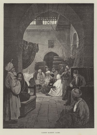 Mercado de tapetes, Cairo de Charles Auguste Loye