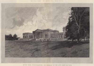 Casas inglesas, casa de Stowe, Buckinghamshire, a residência do conde atrasado de Paris de Charles Auguste Loye