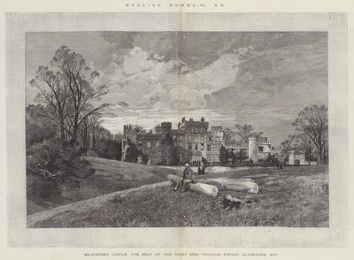 Castelo de Hawarden, a sede do honorável William Ewart Gladstone, MP de Charles Auguste Loye