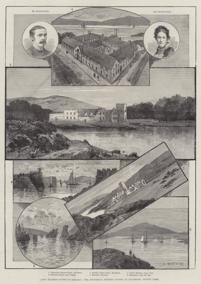 Lady Burdett-Coutts na Irlanda, a Industrial Fishery School em Baltimore, County Cork de Charles Auguste Loye