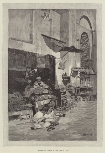 Loja de fabricante de sela e arreios no Cairo de Charles Auguste Loye