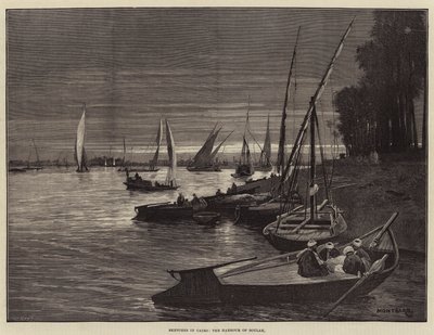 Esboços no Cairo, o porto de Boulak de Charles Auguste Loye