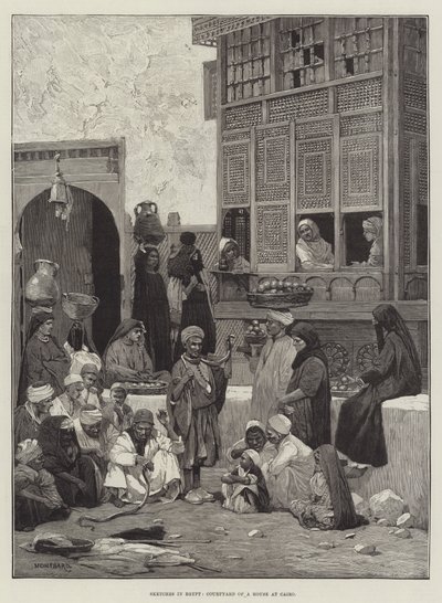 Esboços no Egito, Pátio de uma casa no Cairo de Charles Auguste Loye