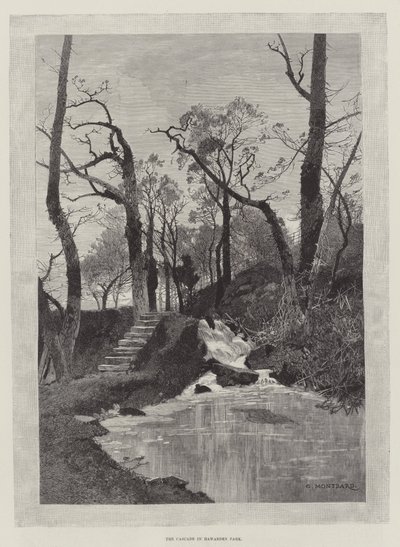 A cascata no parque de Hawarden de Charles Auguste Loye