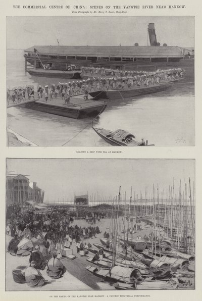O Centro Comercial da China, Cenas no Rio Yangtse perto de Hankow de Charles Auguste Loye