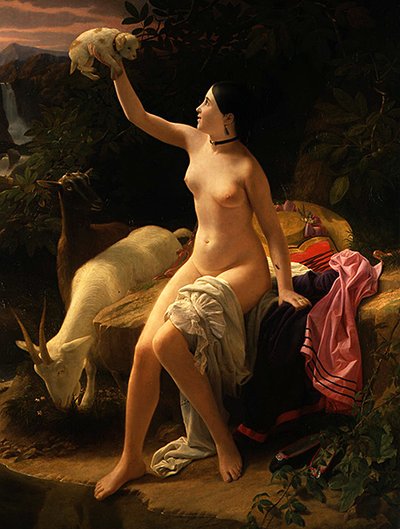 Um Gelo Pastoral (óleo sobre tela) de Charles Auguste Steuben