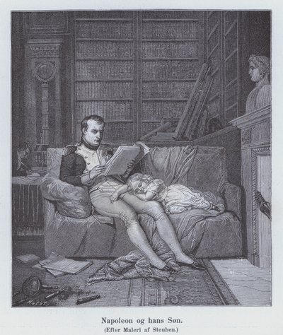 Napoleão I e seu filho (litho) de Charles Auguste Steuben