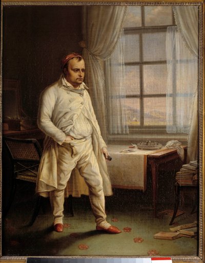 Retrato de Napoleão I (1769-1821) uma Sainte Helene numa peça em Longwood ditando seus memoriais Pintura de Charles Auguste Steuben (1788-1856) 1820 Sol. 0,62 x 0,51 m Ile D