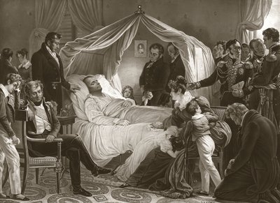 Napoleão em seu leito de morte, 5 de maio de 1821 de Charles Auguste after Steuben