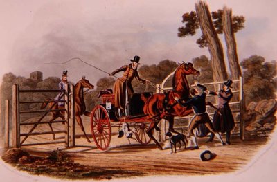 "An Insubordinate Gate Keeper", gravada por R.G. Reeve (fl.1811-37) pub. por Thomas McLean de Charles B. (after) Newhouse