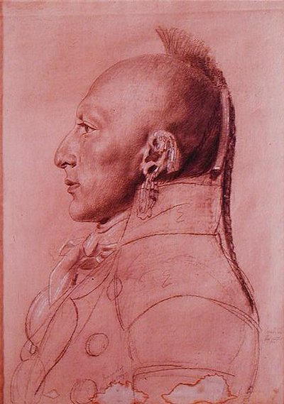 Retrato de um Chefe do Little Osages, c.1807 (lápis de cera em papel) de Charles Balthazar Julien Févret de Saint Mémin