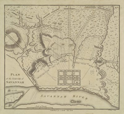 Plano do cerco de Savannah, 1796. de Charles Balthazar Julien Févret de Saint Mémin