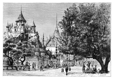 Uma rua em Bangkok, Tailândia, 1895. de Charles Barbant