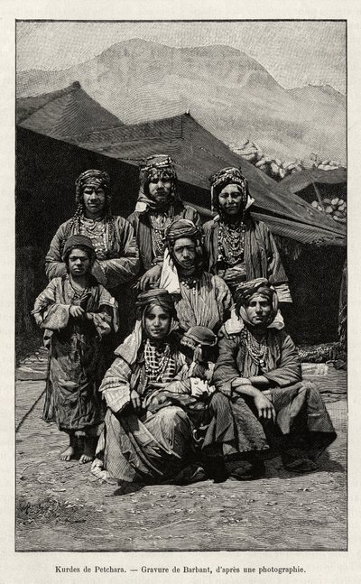 Curdos de Petchara (Turquia). Gravura de Barbant para ilustrar a história "A travers l