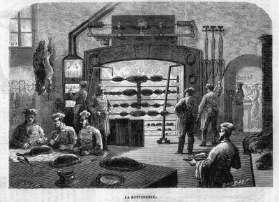La Rotisserie des cuisines du Palais des Tuileries, em 1864. Gravura de F. Lix e Barbant, a partir de um desenho de Moullin. de Charles Barbant
