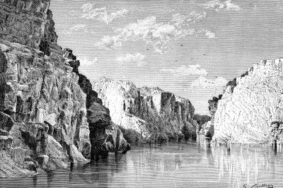 O desfiladeiro das rochas de mármore, Índia, 1895. de Charles Barbant