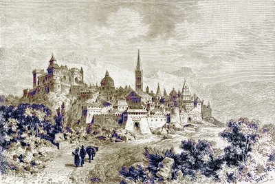 Vista de Spoleto, ilustração de "História de Roma" por Victor Duruy, publicada em 1884 (imagem digitalmente melhorada) de Charles Barbant