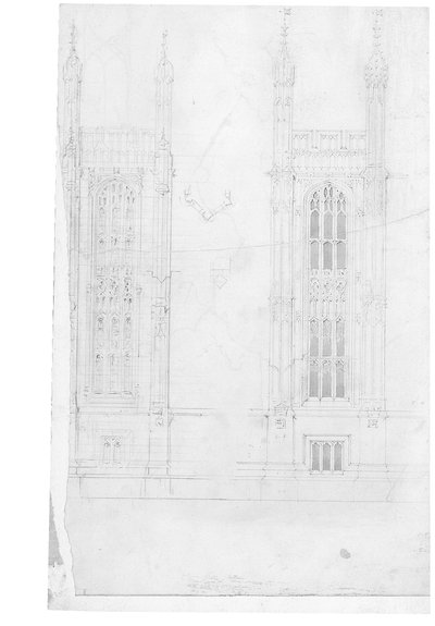 Desenho para as Casas do Parlamento, c.1836-40 (lápis sobre papel) de Charles Barry