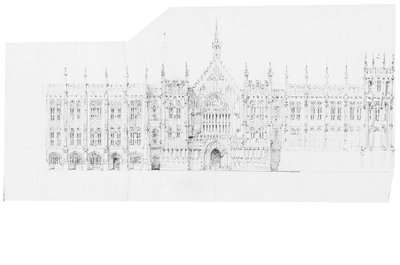 Desenho para as Casas do Parlamento, c.1836-40 (lápis sobre papel) de Charles Barry