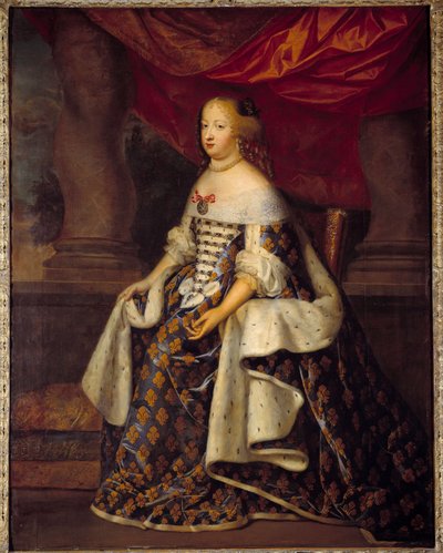 Retrato de Marie Therese da Áustria (1638-1683), Rainha de França Pintura do Atelier de Charles Beaubrun (1604-1692) Sol do século XVII. 1,8 x 1,4 m de Charles Beaubrun